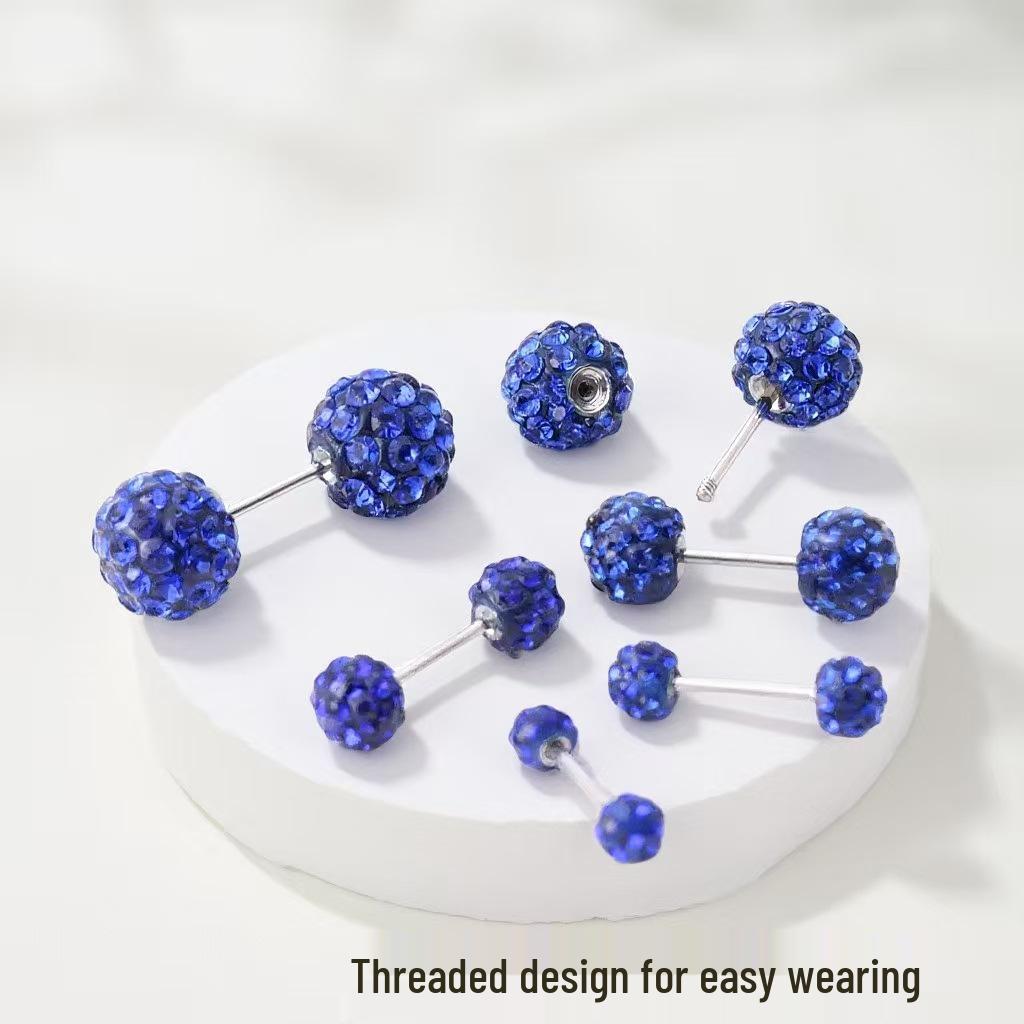 Double-Headed Flash Diamond Titanium Steel Cartilage Ear Studs