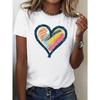 Soft T-shirt for Women with a Bright Design Painted To Unisex In the Shape of a Heart Casual Comfortable with Round Collarshirt