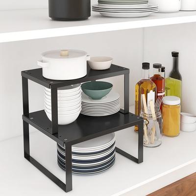 Metal Storage Rack Anti Skid Bottom Shelf Organizer for Kitchen Pantry Closet Home Storage