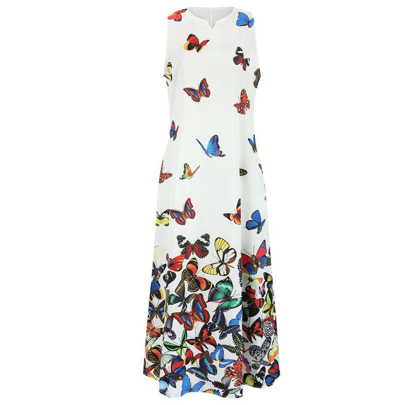 Elegant Women Sleeveless Bohemia Long Maxi Dress For Summer Beach Parties In Plus Sizes