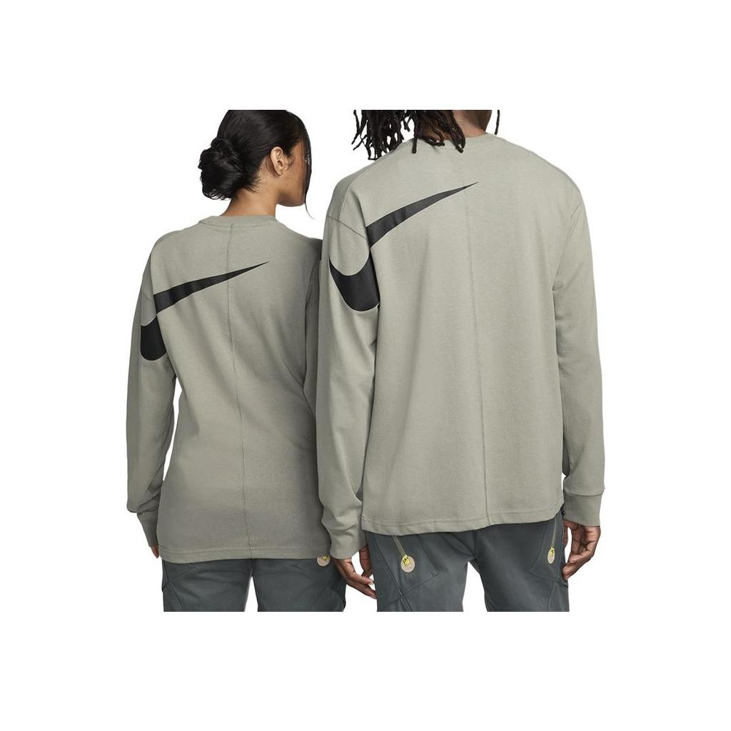 Nike ISPA Letter Print Volný střih mikina s dlouhým rukávem a dlouhým rukávem Unisex topy Tmavě-blátivá-šedá FJ7375-053