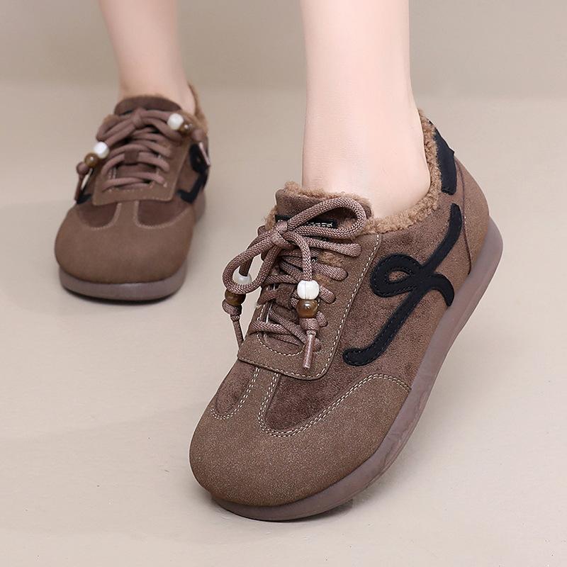Shoes winter new velvet warm retro German training shoes soft-soled non-slip shoes versatile casual snow boots