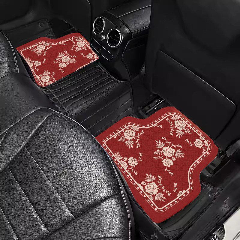 New Chinese-Style Car Floor Mats, Universal, Dirt-Resistant, Earthy Red, with a Sense of Atmosphere, Can Be Cut, Diatomaceous Earth Car Carpet Mats