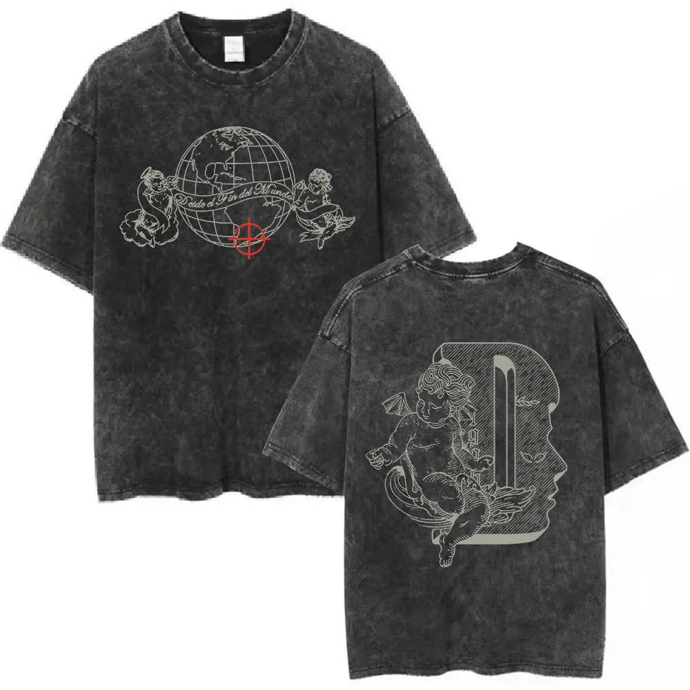 Rapper Duki ADA Tour Vintage Washed Tshirt Men Women Clothing Hip Hop Oversized Tshirts Cotton Cozy Short Sleeve T Shirts