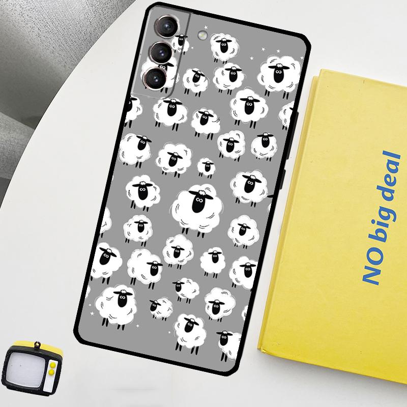 Cute Sheep Case For Samsung Galaxy S23 S22 Ultra S20 S21 FE S9 S10 Plus Note 10 20 Ultra Back Cover