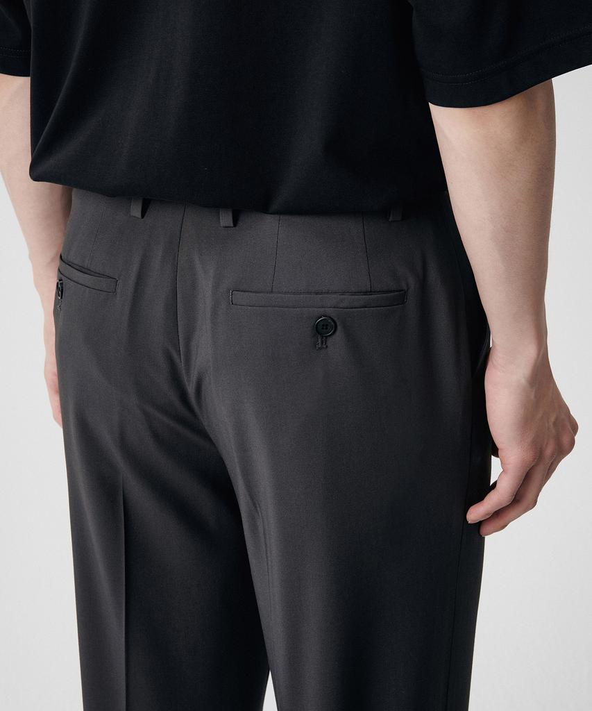 MUSINSA STANDARD [Cooltandard] Semi-Wide Hidden Banding Slacks [Gunmetal]