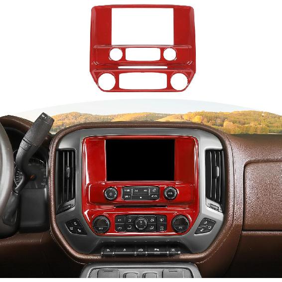 RT-TCZ for Silverado Chrome Dashboard Center Console Control Panel Trim Cover for Chevy Silverado for GMC Sierra 2014-2018 Chrome Interior красный