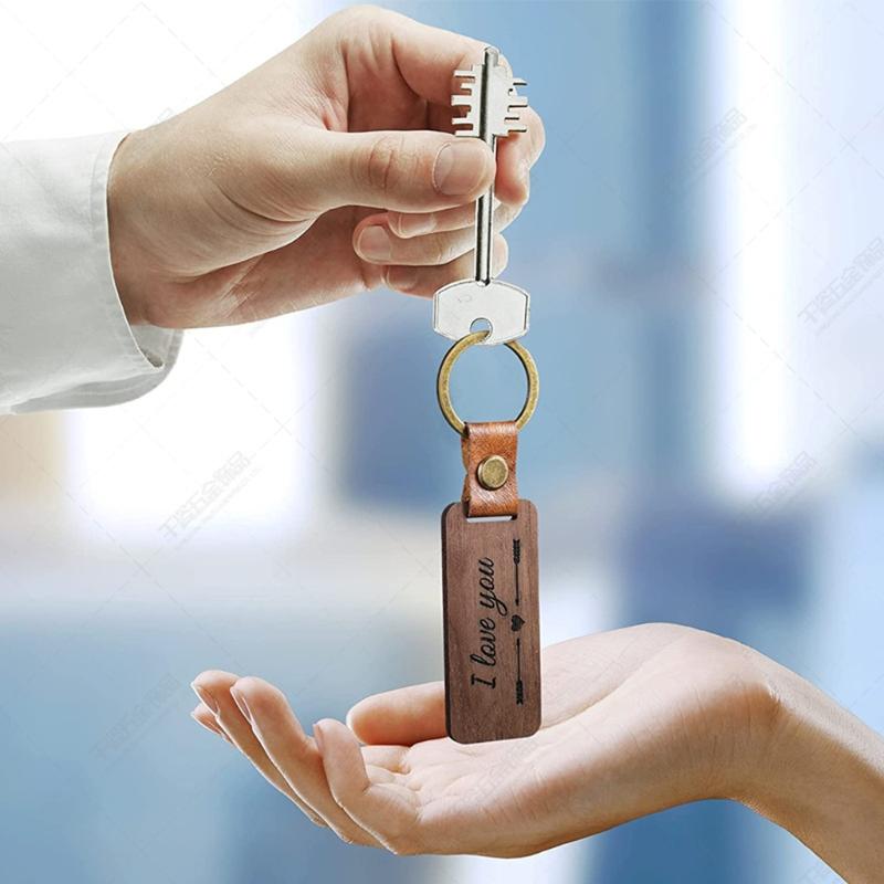 Blank Wooden for Key Chain Wood Keychain for Key Ring for Key Tags Personalized EDC or Best Gift Craft for Friend (Recta