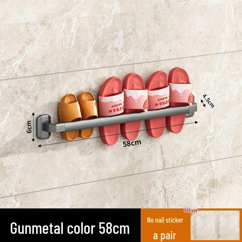 Wall-Mounted Luxury Slipper Rack: Punch-Free Bathroom Shoe Draining Storage Solution