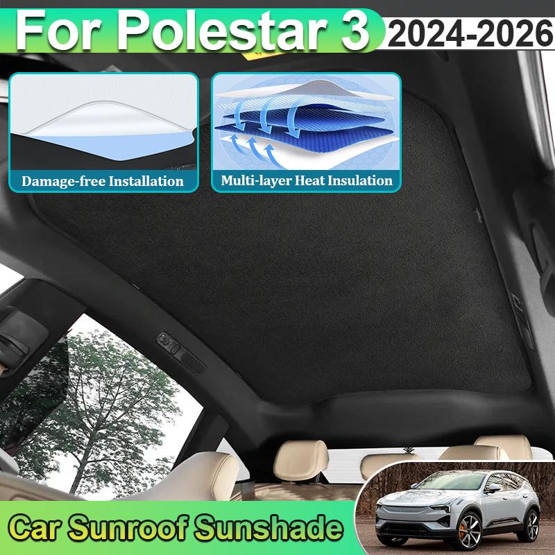 For Polestar 3 Accessories P519 2024 2025 2026 Car Sunroof Sunshades Electrostatic Adsorption Heat Insulation Skylight Sun Visor