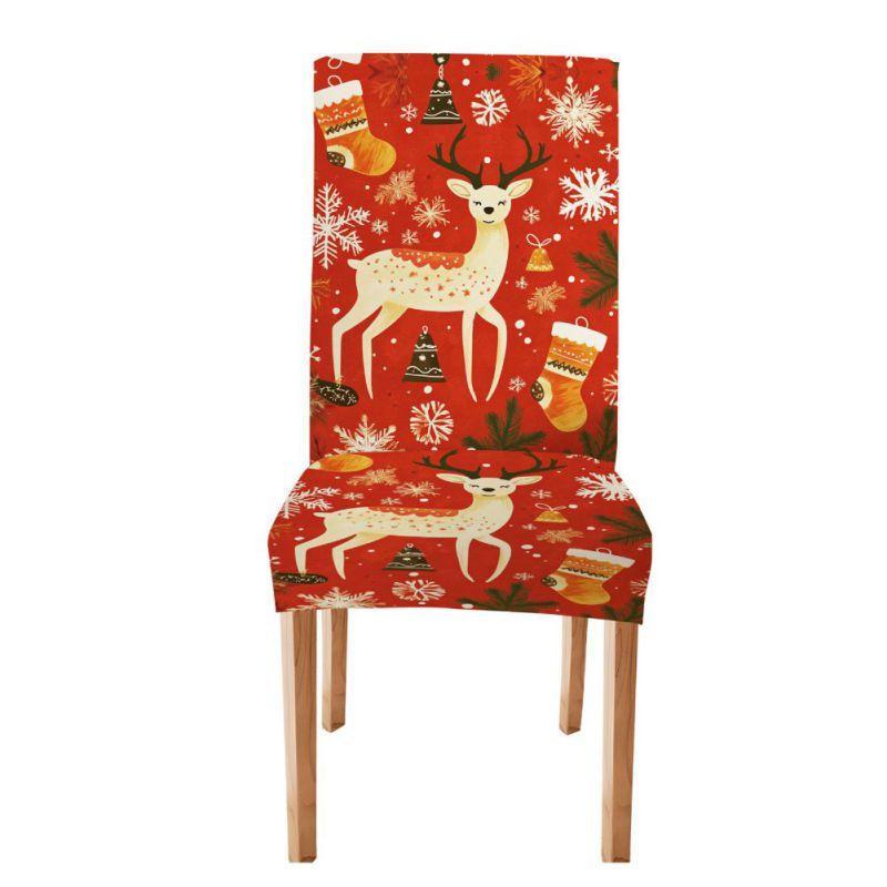 6 ks Vánoční potah na židli Vánoční potisk Potah sedadla
