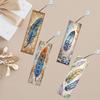 4Pcs Special Shape Beautiful Feathers Diamond Painting Bookmark Diamond Bookmark Art Projects Diamond Art Bookmark with Pendant