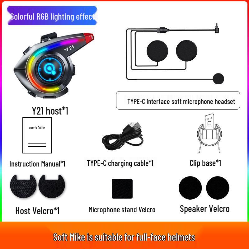 Y21 Waterproof Bluetooth Helmet Headset with RGB Lights & Heavy Bass