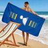 "Blue and Yellow Stripes with Winged Note" Patterned beach towel quick dry perfect for travel outdoor sports jogging the beach and swimming