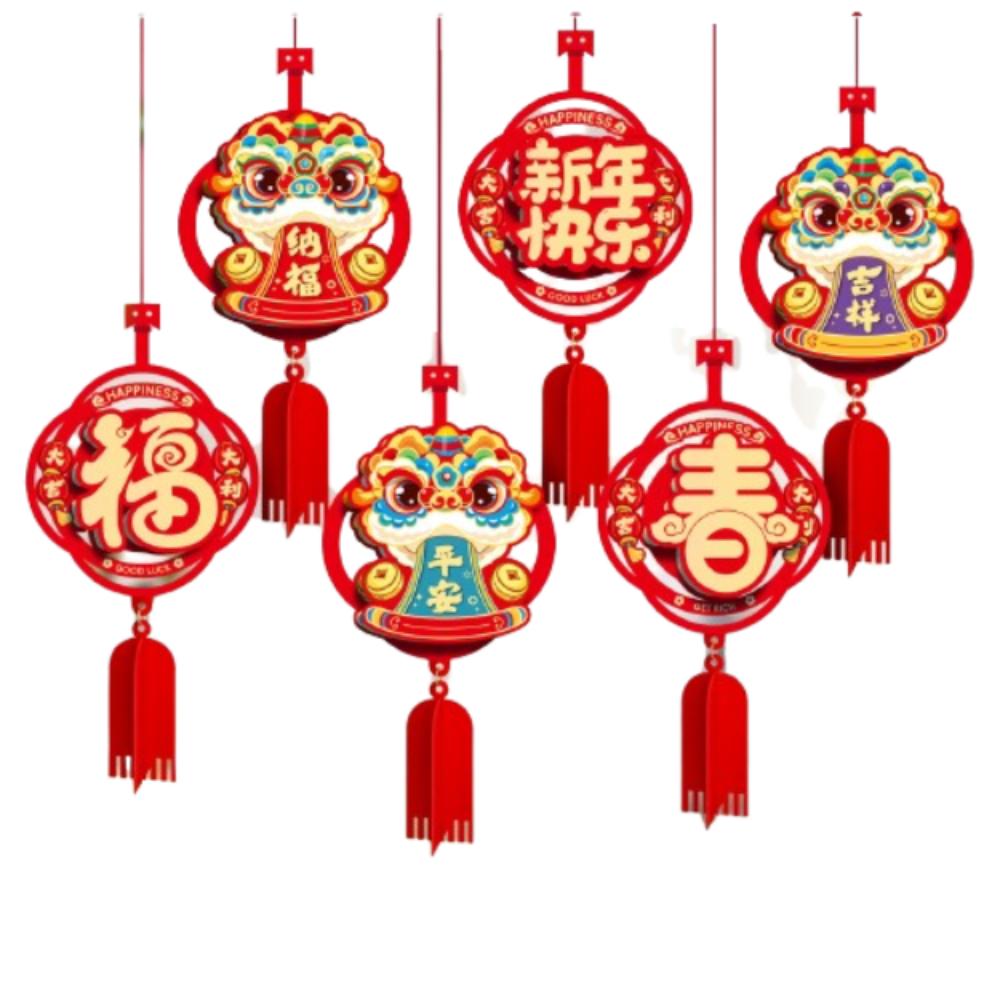 6pcs 3D Chinese Snake Year Pendants Traditional Spring Festival Supplies  Home Living Room Decor