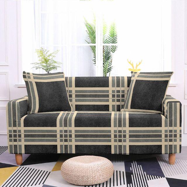 Striped Plaid Printed Couch Cover Sofa Cover For Living Room Elastic L -Shape Anti -Fouling Slipcovers Pets Chaselong Protector