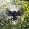 Metal Wind Spinner Outdoor Decor 2D Raven Design Hanging Wind Chime for Garden Patio Yard No Electricity Needed Durable Weather Resistant