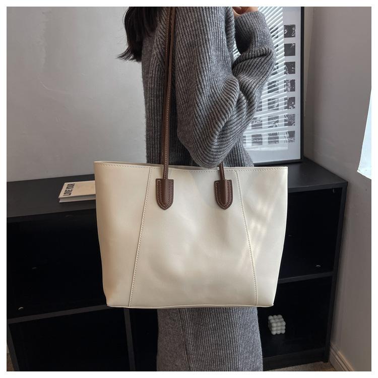 Retro Large Capacity Faux Leather Tote Bag for Women, Vintage Style Work Shoulder Handbag, Street Chic Commuter Purse