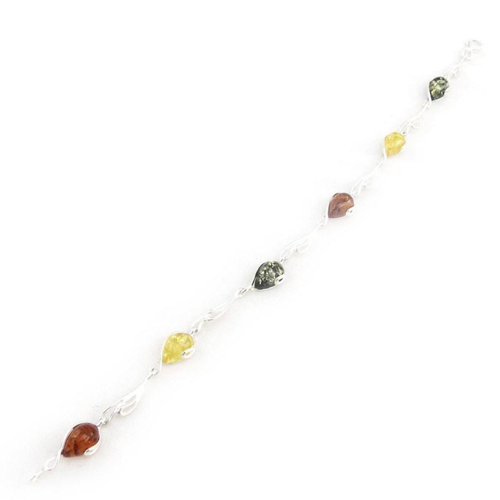 Les Trésors De Lily [J2127] - Silver Bracelet 'Inspiration' Amber 3 Tones