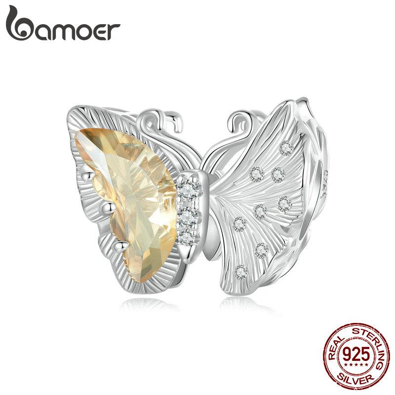 

BAMOER Стерлингового Серебра 925 пробы Любовь Гинкго Лист Кулон Гинкго Бабочка Шарм подходит Браслет Ювелирные Изделия DIY Для Женщин Модные Ювелирные Изделия 12*15mm