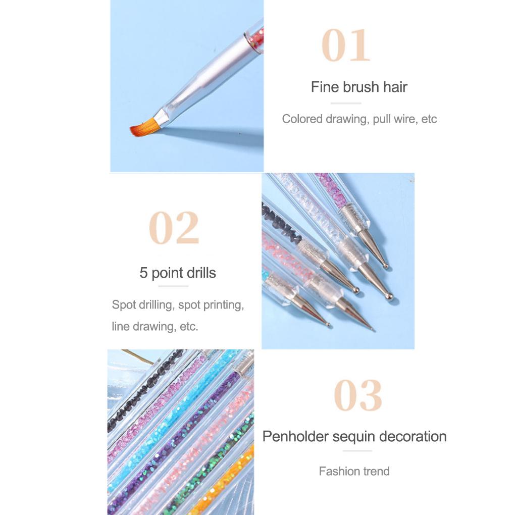 5Pcs Nail Art Dotting Pen Acrylic Drawing Liner Flower Brush Professional Gel Pens Painting Manicure Tool Manicures Accessories