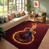 3D Flame Guitar Rug Electric & Acoustic Non-slip Washable Floor Mat for Living Room Bedroom Music Studio Decor