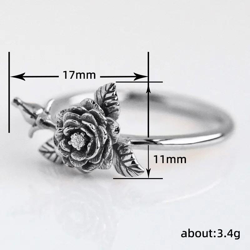 Inel Vintage Cupru Roz Japonez și Coreean Personalizat Floare Nișă Artistic Design Frunză