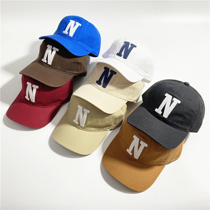 Internet-Promi-Hut Damen Retro Großes N-Stickerei Mode Vielseitige Baseballkappe Herren Ins Sonnenschutz Weiches Oberteil Kappe Trend