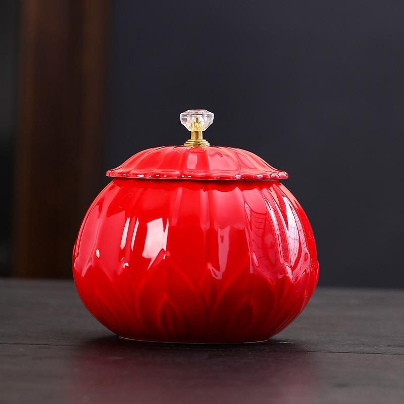 BRCeramic Tea Jar Sealed Storage Jar Chinese-style Retro Storage Can Tank Porcelain Pot Tea Box Organizer Canister Tin CanEY