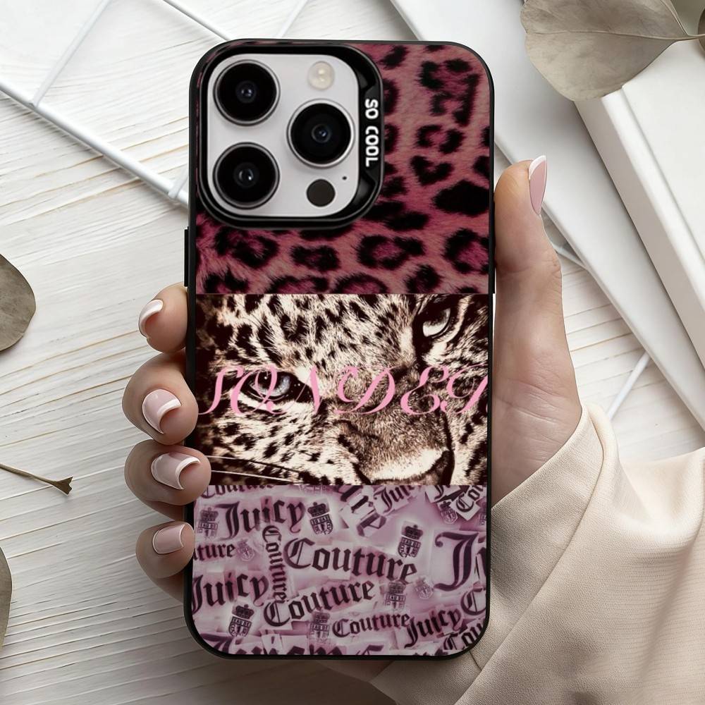 

J-Juicy C-Couture Чохол для телефону Для iPhone17,16,15,14,13,12,11 Plus,Pro Max Чорний Цукерка Сріблясте Покриття Обкладинка iPhone12PROMAX