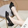 Damskie letnie sandały Bow Pointed Toe Pumps Modne szpilki Mesh Medium Heel Hollow Large Size Shoes