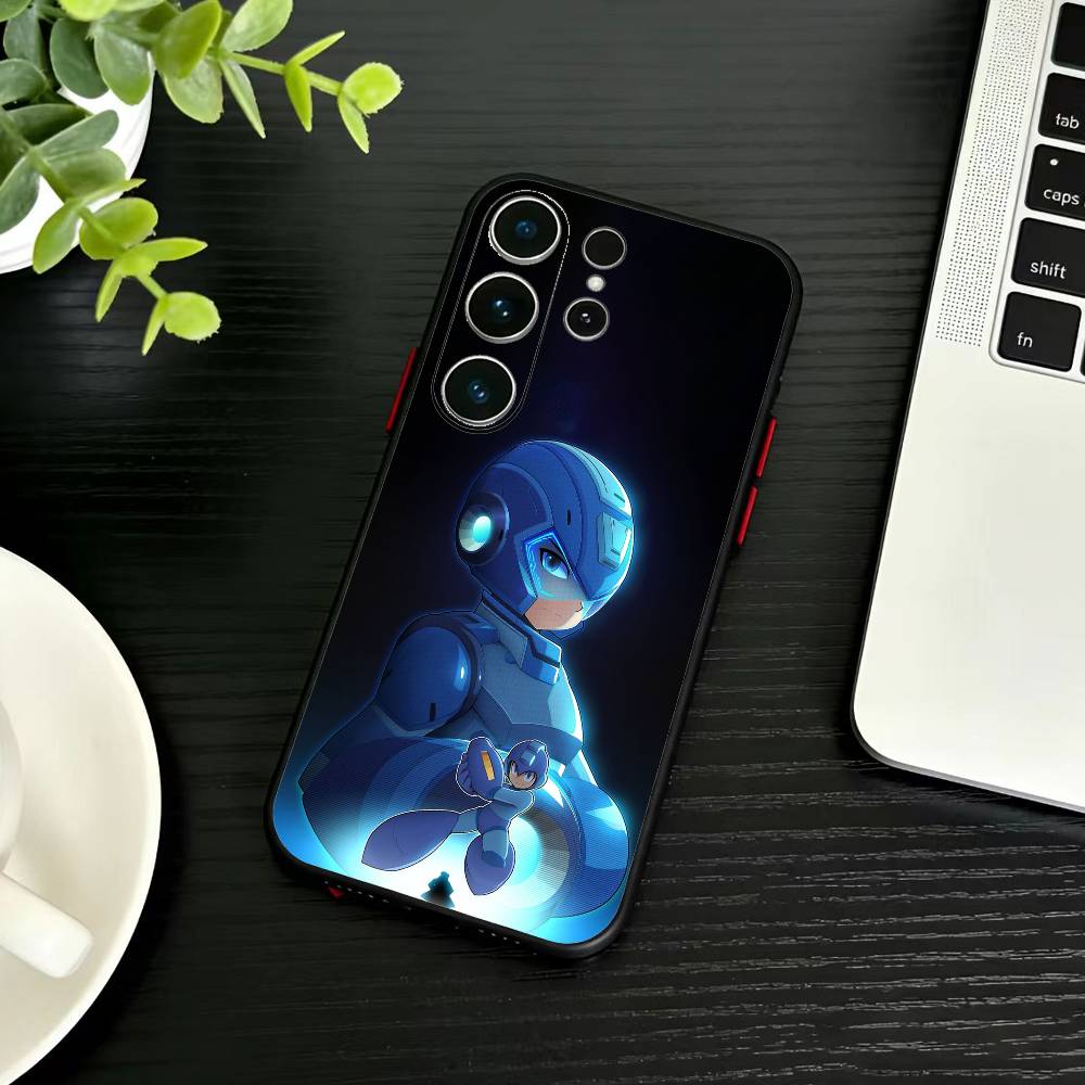 K-Mega Man Anime Phone Case For Samsung S26,S25,S24,S23,S22,S30,S21,Ultra,Plus,FE 5G Black Soft Cover