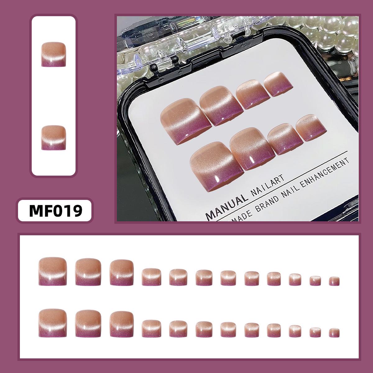 Pink Gold Cat Eye Gradient French Manicure & Pedicure False Nail Tips (24 Pieces)