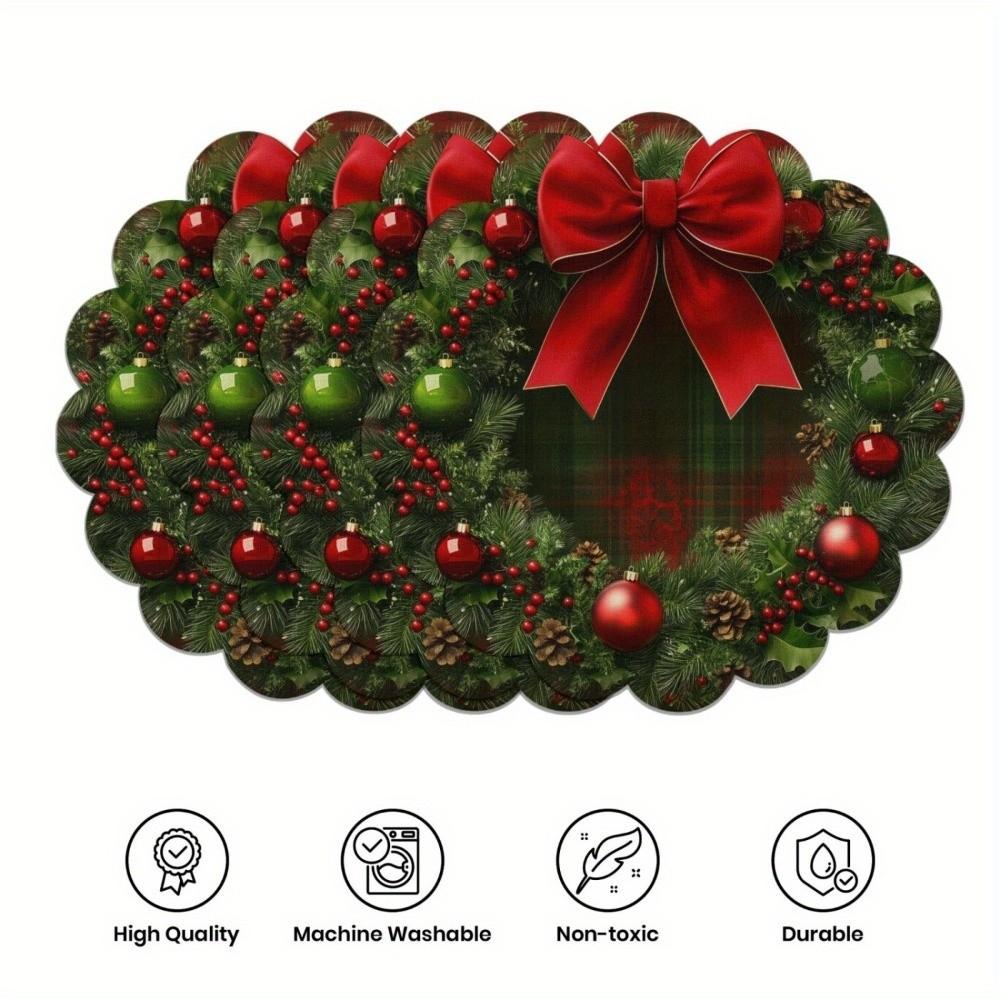 Non Slip Table Mats 38cm Christmas Decor Tablecloth Winter Dining Party Christmas Decor