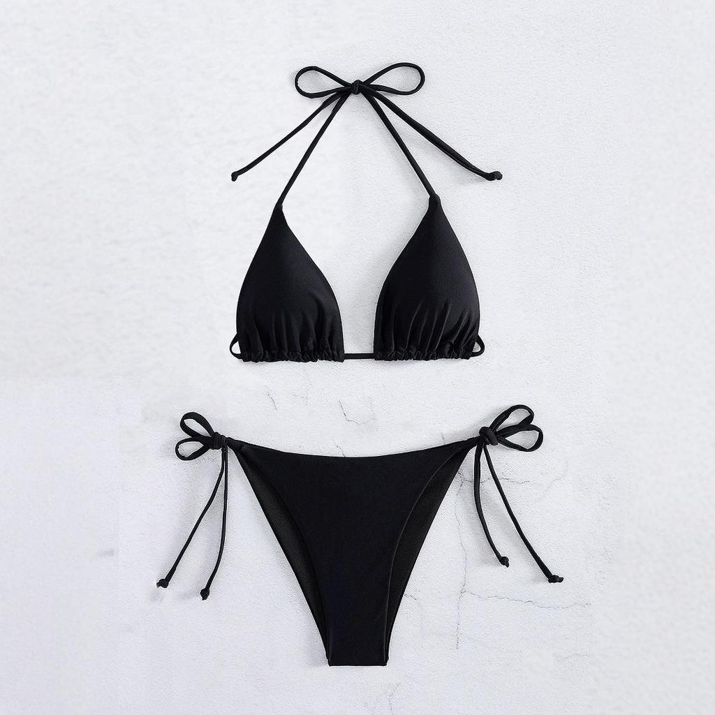 2025 Trendy Triangle Bikini Set: Sexy Halter Tie Low Waist Swimsuit