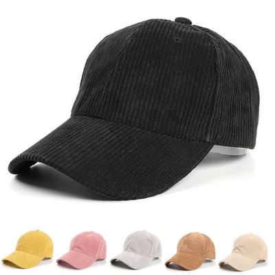 Baseball Cap Corduroy Hat Adjustable Curved Visor Vintage Solid Plain Men Women Casual Caps