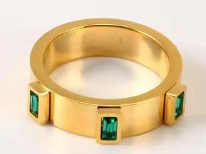Glänzende Kristall High-End Anlaufgeschützte Mode Geometrische Offene Vergoldete Edelstahlringe für Damen Ehering Schmuck Geschenke