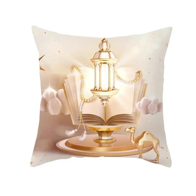 45x45 Cm Eid Mubarak Print Cushion Cover Home Living Room Sofa Decoration Square Pillow Cover