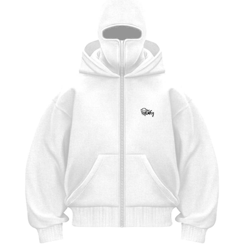 

Y2k винтажная зимняя уличная одежда для парных топов, балаклава, интегрированная толстовка с капюшоном, мужская однотонная толстовка в стиле ниндзя в стиле хип-хоп с плетением S