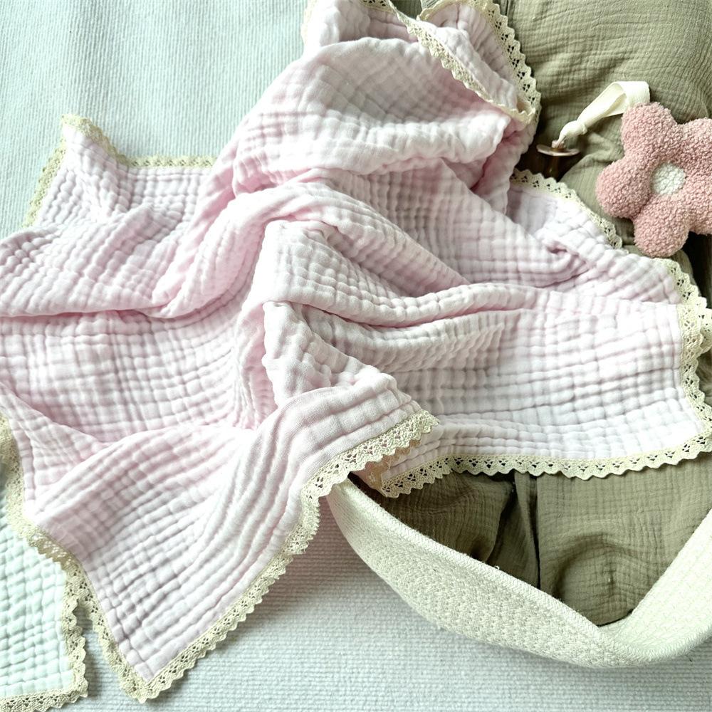 Ins Baby Six-layer Gauze Muslin Cotton Lace Fringe Blanket Swaddle Wrap Stroller Cover Bath Towel Newborn Accessories
