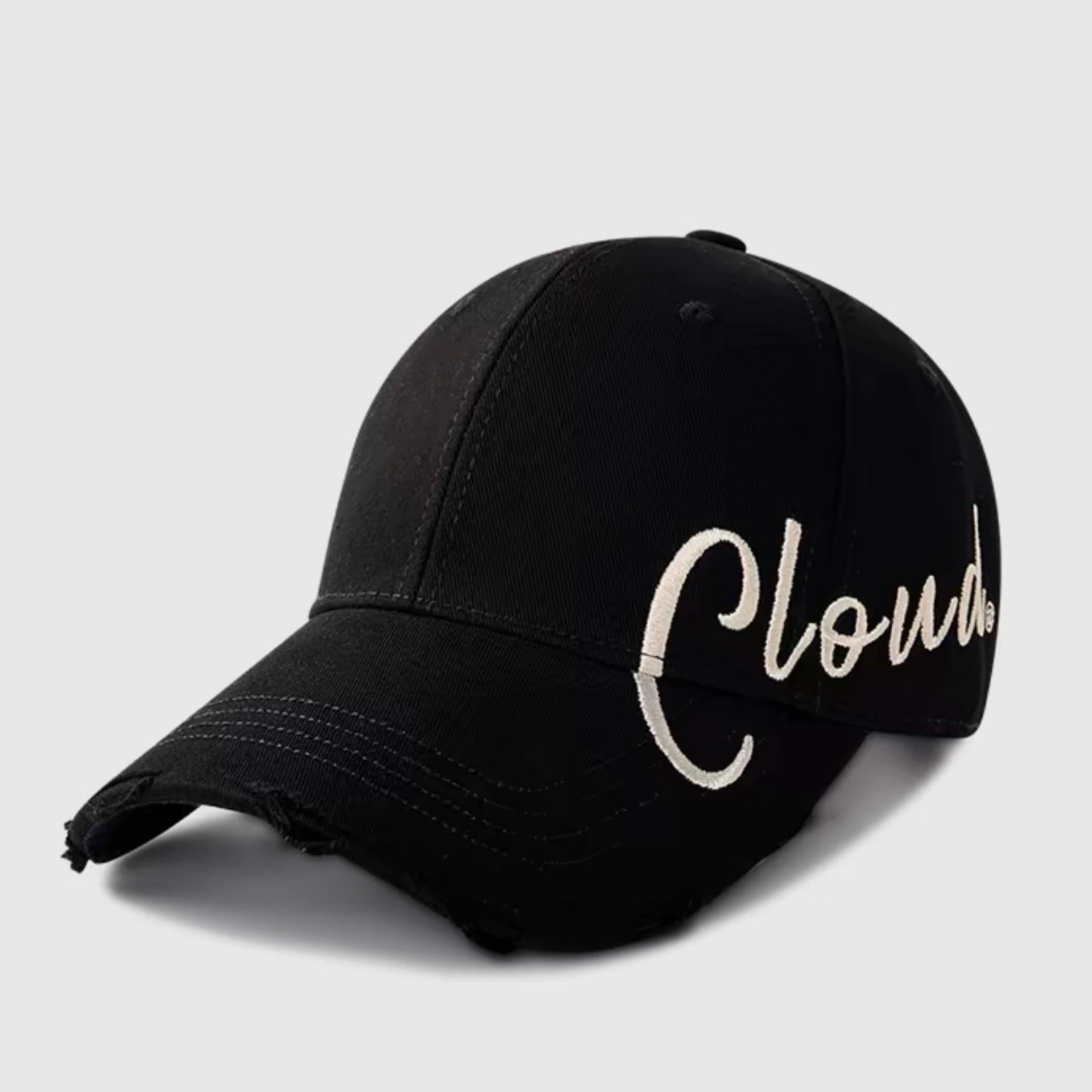 

Черная бейсболка с жестким верхом Женская летняя шляпа с надписями для большой головы Бейсболка Защита от солнца Корейская шляпа Мужская модная вышивка Adjustable