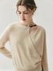 Women's French Design Cashmere Crossover Collar Sweater - Skin-Friendly, Loose Knitwear for Autumn and Winter.