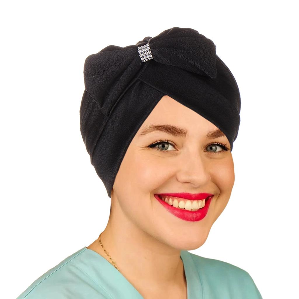 Hemp Bow Fashion Tam-O'-Shanter Multicolor Big Bow Forehead Cross Stick-on Crystals