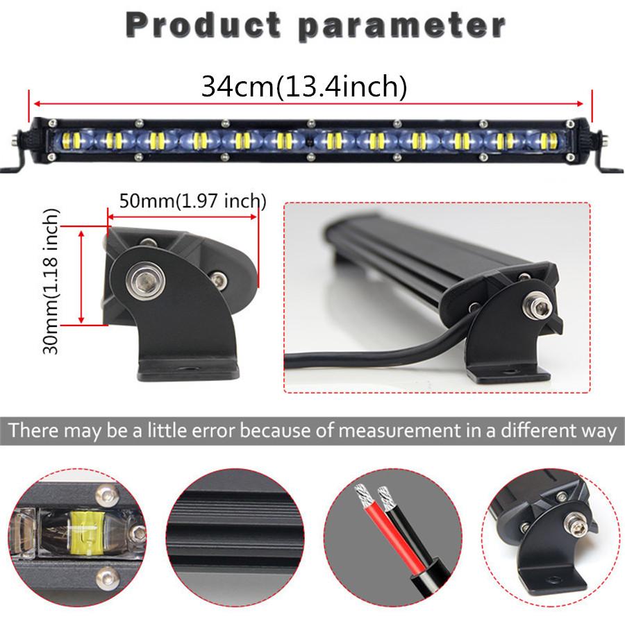 Auto SUV 13,4" 120W Wasserdicht 12000LM 6D Punktstrahl Schlanker LED-Arbeitsscheinwerferstreifen