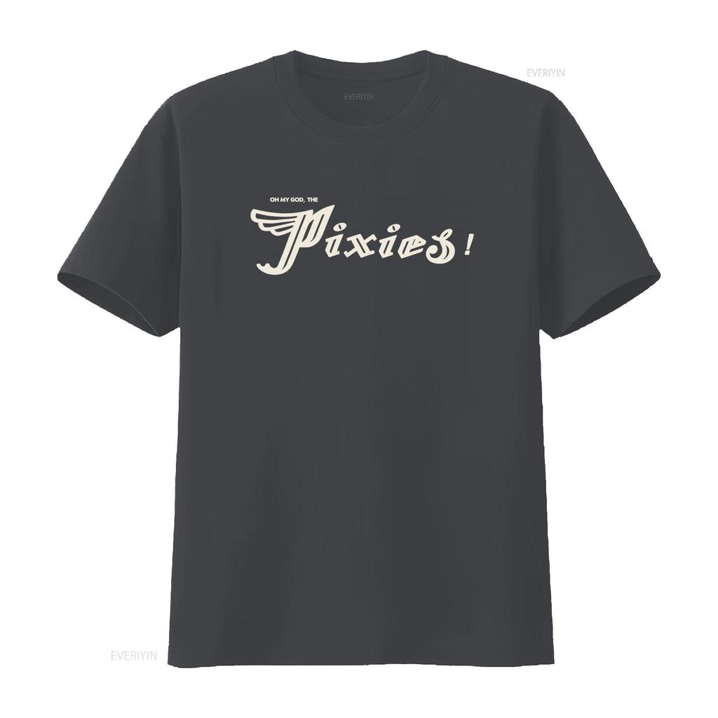 Oh My God The Pixies Band Logo Print T Shirt Black Fashionable Rock Music Fan vintage Washed Comfortable Soft fashion Casual