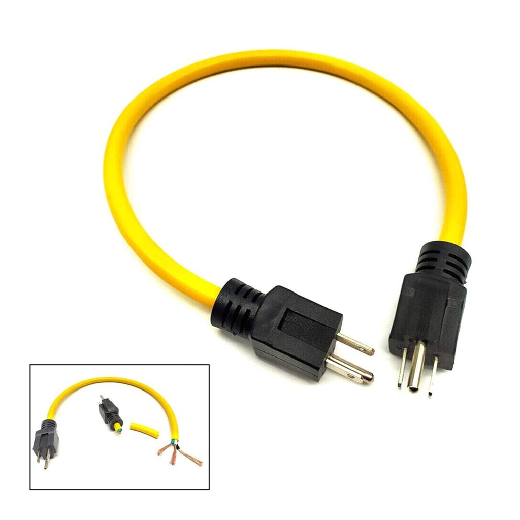 Generator Adapter Cord NEMA 5-15P to 5-15P for Transfer Switch Extension Cord Adapter 3 Prong Plug 12AWG 125V US Plug
