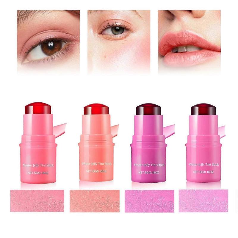Milk Cooling Water Jelly Tint, Water Jelly Tint Stick, Milk Jelly Tint Jelly Blush Stick, Sheer Lip & Cheek Stain Buildable Watercolor Finish