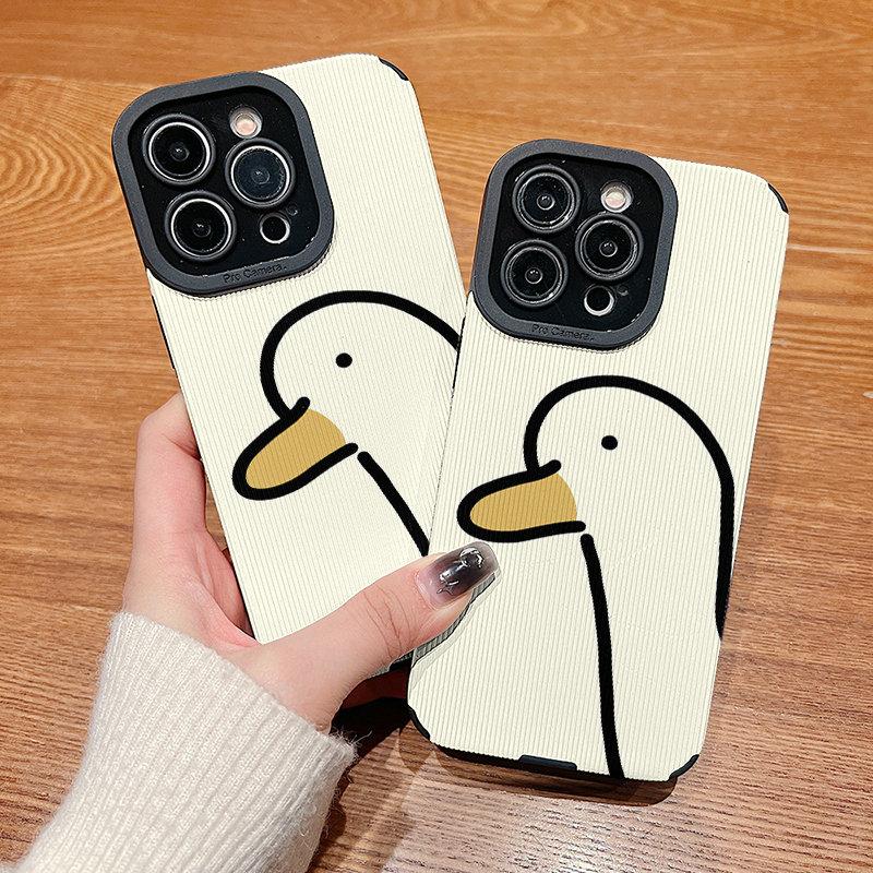 Vertical Leather Shell Silly Goose Printed Patterned Shockproof Soft Silicone Case with Camera Lens Full Protection for IPhone Samsung