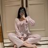 New Pajamas for Women Spring Sweet Square Neck Pajamas Set with Breast Pads Home Clothes Island Velvet Ruffles Home Clothes