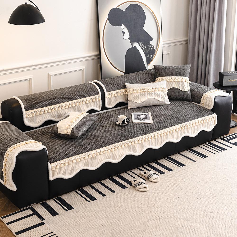 

1pcs Simple Chenille Sofa Cover Dustproof Four Season Universal Seat Mat Anti Cat Scratch Couch Cushion 1seat 70x70cm-1pcs сірий
